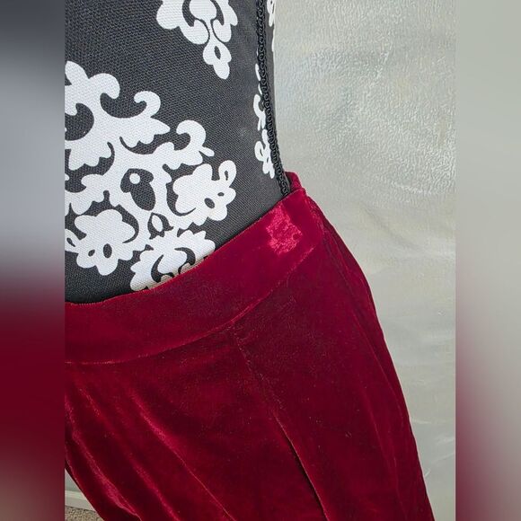 Vintage Merlot Deep Red Velour Skirt Sz 10 A Line Renaissance Dark Academia - Picture 4 of 10